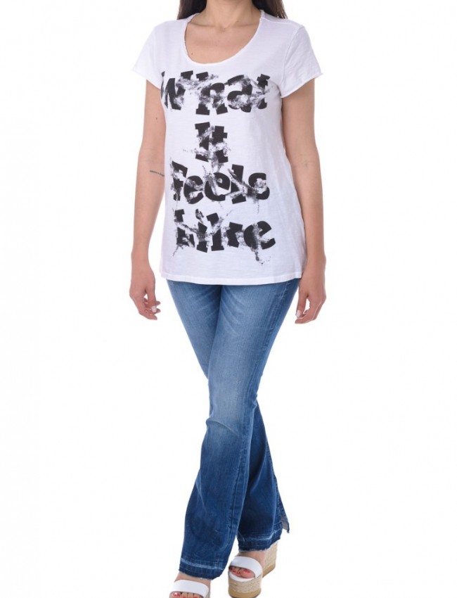 Λευκό κοντομάνικο T-shirt με τύπωμα ALE
