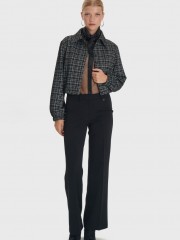 Tweed μαύρο μακρυμάνικο κοντό jacket με εσωτερικό λάστιχο στο τελείωμα, πέτο γιακά και κρυφό κλείσιμο με κουμπιά μπροστά Αle 