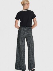 Tweed μαύρη ψηλόμεση ελαστική παντελόνα με λάστιχο πίσω στη μέση, χωρίς φερμουάρ και διακοσμητικά κουμπιά με πέρλες μπροστά Ale 