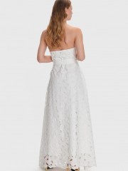 Λευκό strapless maxi κοφτό φόρεμα σε Α-γραμμή, με αποσπώμενη ζώνη στην μέση και αποσπώμενεσ τιράντες Ale