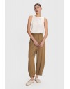 Χακί ψηλόμεσο slouchy-fit παντελόνι σε χαλαρή γραμμή με λάστιχο πίσω στη μέση κάθετες  μπροστινές τσέπες και αποσπώμενο λεπτό κορδόνι Ale 