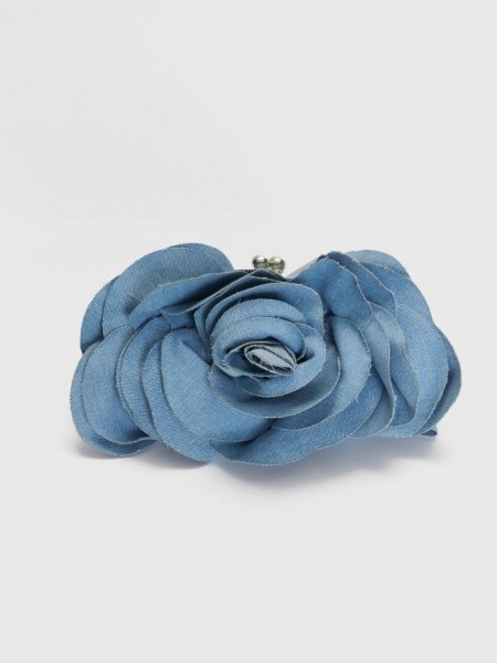 Light blue jean σχεδιαστική τσάντα με 3D λουλούδι Ale 