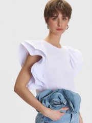 Light blue jean σχεδιαστική τσάντα με 3D λουλούδι Ale 