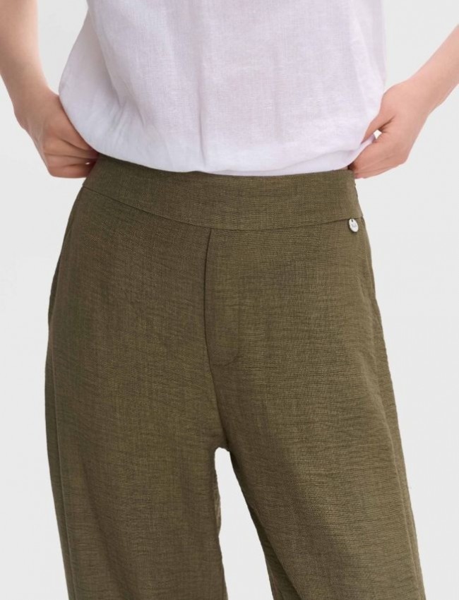 Χακί ψηλόμεσο slouchy-fit παντελόνι με διακοσμητικές ραφές, λάστιχο πίσω στην μέση και πλαϊνές τσέπες ale 