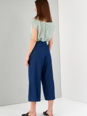 Blue jean tencel ψηλόμεση ζιπ-κυλότ με πλαϊνές τσέπες και αποσπώμενη υφασμάτινη ζώνη Ale