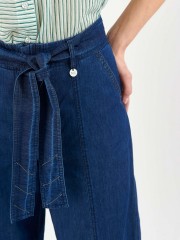 Blue jean tencel ψηλόμεση ζιπ-κυλότ με πλαϊνές τσέπες και αποσπώμενη υφασμάτινη ζώνη Ale