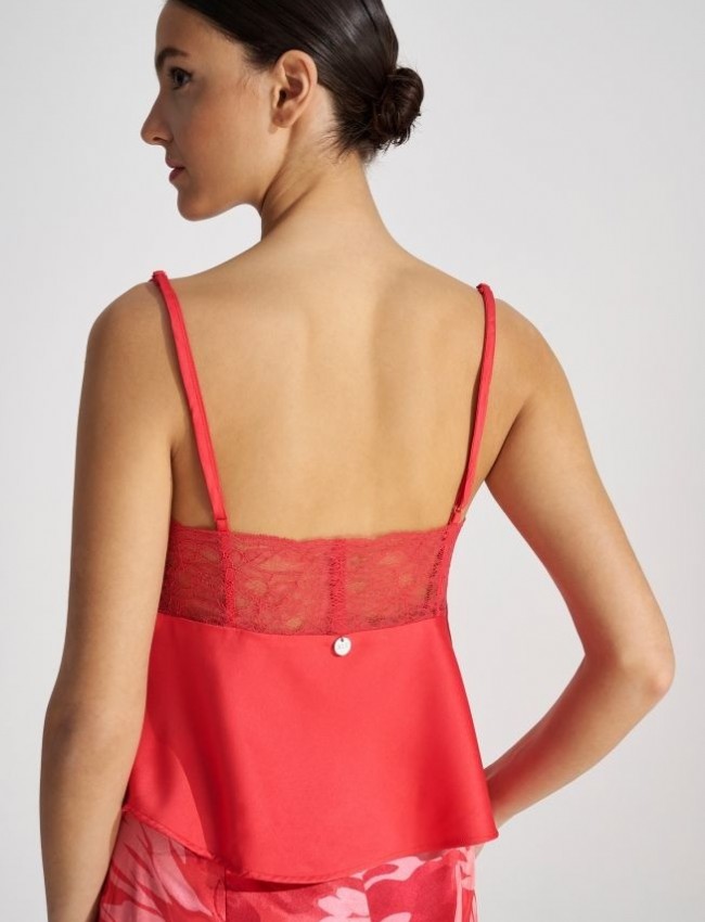 Φούξια lingerie με λεπτές ρυθμιζόμενες τιράντες, ντραπέ λαιμόκοψη και δαντελένιες λεπτομέρειες Ale