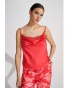 Φούξια lingerie με λεπτές ρυθμιζόμενες τιράντες, ντραπέ λαιμόκοψη και δαντελένιες λεπτομέρειες Ale