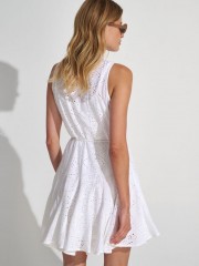 Λευκό αμάνικο broderie shirt look κοντό φόρεμα σε κλος γραμμή με εσωτερική αποσπώμενη φόδρα-φόρεμα Ale
