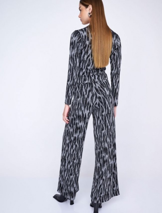 Animal printed ψηλόμεση ελαστική παντελόνα σε ίσια γραμμή και λάστιχο στη μέση Ale