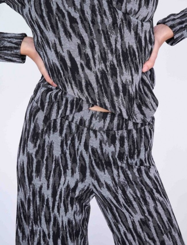 Animal printed ψηλόμεση ελαστική παντελόνα σε ίσια γραμμή και λάστιχο στη μέση Ale