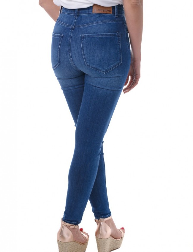 Blue jean ψηλόμεσο skinny ελαστικό παντελόνι Attrattivo