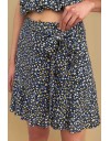 Floral printed μπλε ψηλόμεση κοντή φούστα, σε ελαφρώς κλος γραμμή, κλείσιμο με φερμουάρ στο πλάι και μη αποσπώμενη ζώνη Attrattivo 