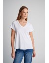 Λευκό βαμβακερό κοντομάνικο basic Τ-shirt, με V- λαιμόκοψη και ελαφρώς Α γραμμή Attrattivo  