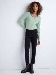 Μαύρο βαμβακερό πεντάτσεπο ψηλόμεσο basic skinny fit παντελόνι αστραγάλου Attrattivo