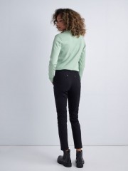 Μαύρο βαμβακερό πεντάτσεπο ψηλόμεσο basic skinny fit παντελόνι αστραγάλου Attrattivo