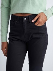 Μαύρο βαμβακερό πεντάτσεπο ψηλόμεσο basic skinny fit παντελόνι αστραγάλου Attrattivo