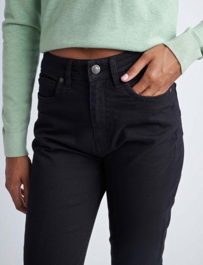 Μαύρο βαμβακερό πεντάτσεπο ψηλόμεσο basic skinny fit παντελόνι αστραγάλου Attrattivo