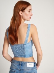 Blue Jean αμάνικο μπούστο  με κουμπιά μπροστά και λάστιχο πίσω στην πλάτη Attrattivo 