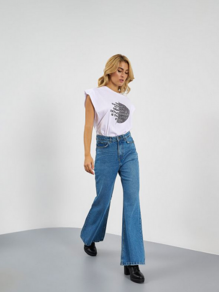 Blue jean high-waisted παντελόνι, με μπροστινές και πίσω τσέπες Attrattivo
