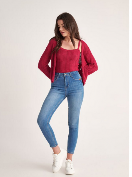Light blue jean ψηλόμεσο skinny ελαστικό παντελόνι Attrattivo