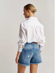 Blue jean ψηλόμεσο σορτς με ξέφτια στο τελείωμα Attrattivo