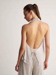 Ασημί lurex αμάνικο τοπ με halter λαιμόκοψη και ανοιχτή πλάτη Attrattivo
