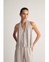 Ασημί lurex αμάνικο τοπ με halter λαιμόκοψη και ανοιχτή πλάτη Attrattivo