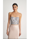 Εμπριμέ ασημί strapless μπλούζα-μπούστο με κεντημένες παγιέτες και κλείσιμο μ φερμουάρ στην πλάτη Attrattivo 