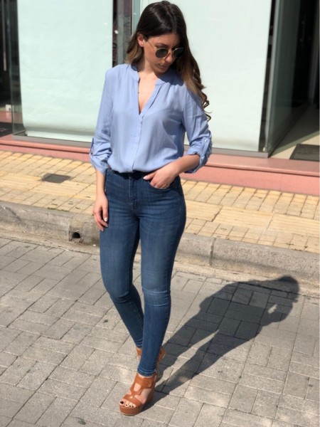Blue jean ψηλόμεσο skinny ελαστικό παντελόνι Attrattivo