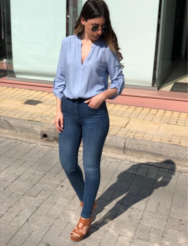 Blue jean ψηλόμεσο skinny ελαστικό παντελόνι Attrattivo