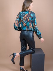 Μαύρο ψηλόμεσο σουέτ με glitter όψη παντελόνι σε ίσια γραμμή, με διακοσμητικές ραφές και ψεύτικες πλαϊνές τσέπες Badoo