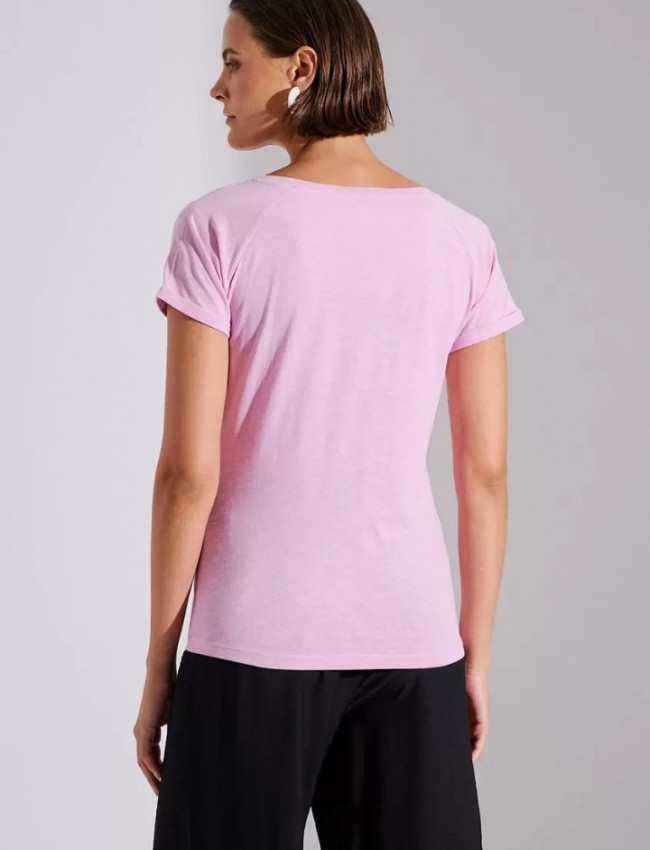 Ροζ κοντομάνικο t-shirt σε ίσια γραμμή με v-λαιμόκοψη και μπροστινό τύπωμα “be proud” Bill Cost 