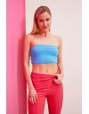 Γαλάζιο strapless cropped τοπ Enzzo