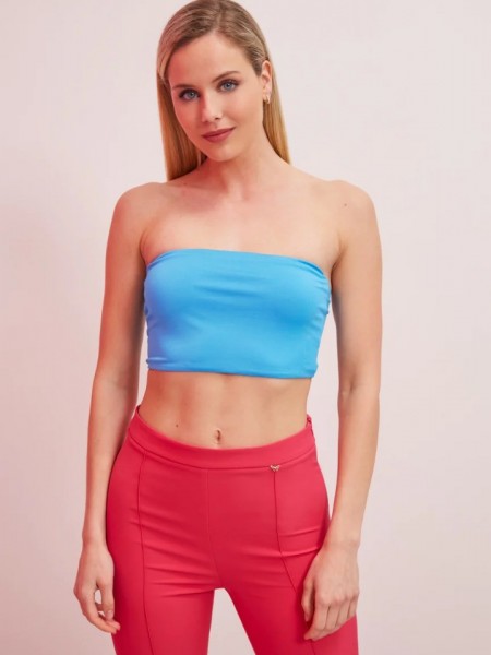 Γαλάζιο strapless cropped τοπ Enzzo