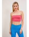 Φούξια strapless cropped τοπ Enzzo