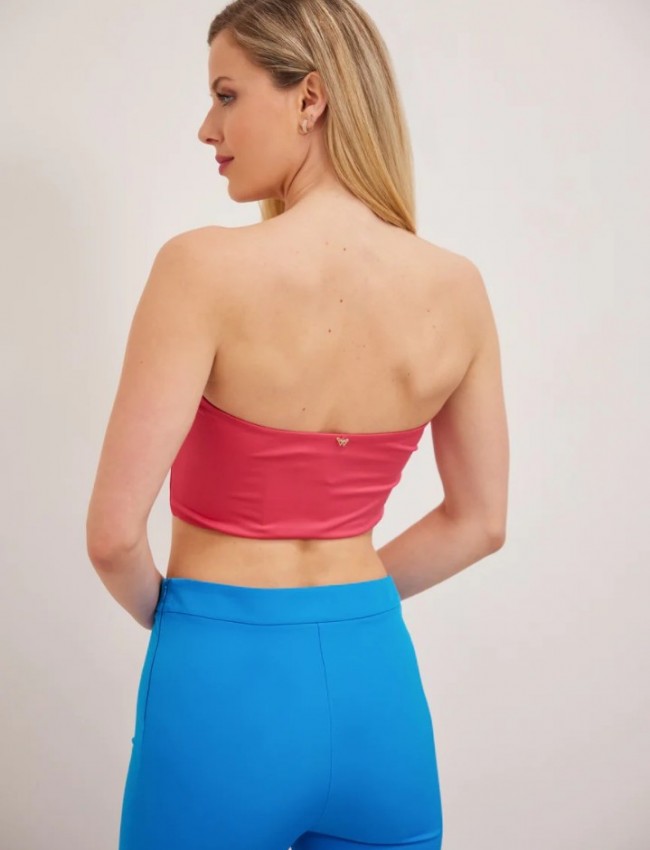 Φούξια strapless cropped τοπ Enzzo