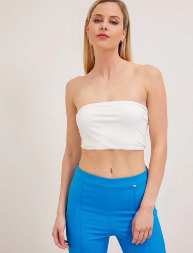 Λευκό strapless cropped τοπ Enzzo