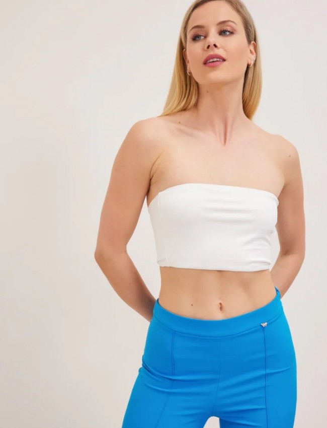 Λευκό strapless cropped τοπ Enzzo