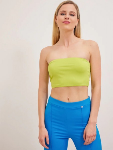 Lime strapless cropped τοπ Enzzo