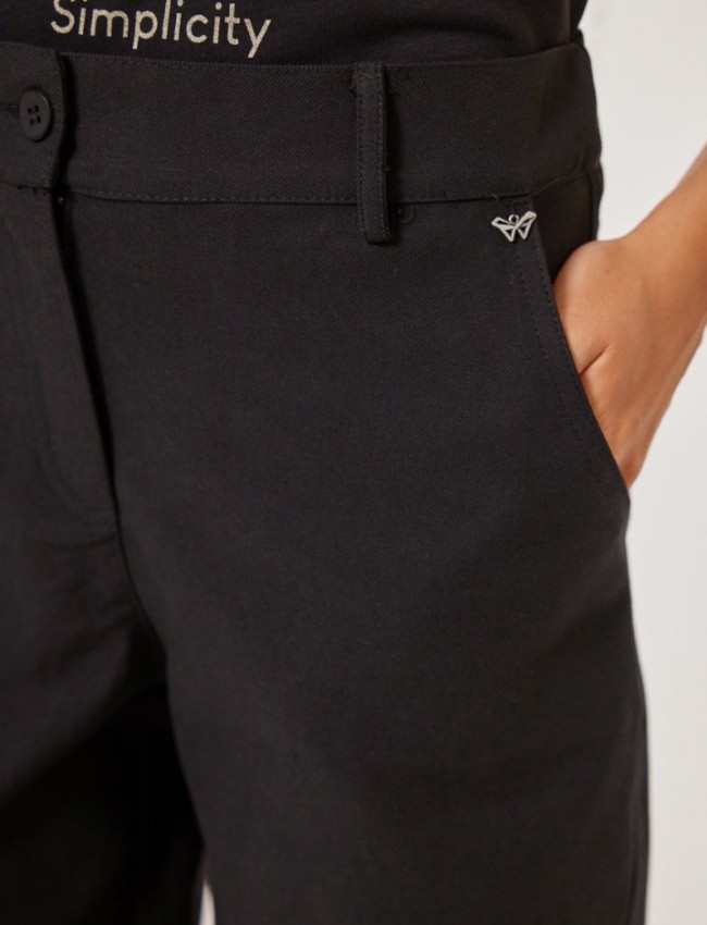Μαύρο ψηλόμεσο slouchy-fit παντελόνι Owen με πλαϊνές τσέπες, τετράγωνες πίσω και λάστιχο πίσω στην μέση Enzzo