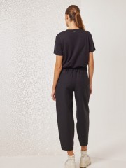 Μαύρο ψηλόμεσο slouchy-fit παντελόνι Owen με πλαϊνές τσέπες, τετράγωνες πίσω και λάστιχο πίσω στην μέση Enzzo