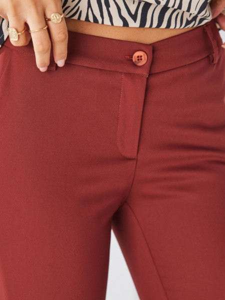 Σκουριά basic παντελόνι σε ίσια γραμμή, με ξύλινο κουμπί και πλαϊνές τσέπες Enzzo