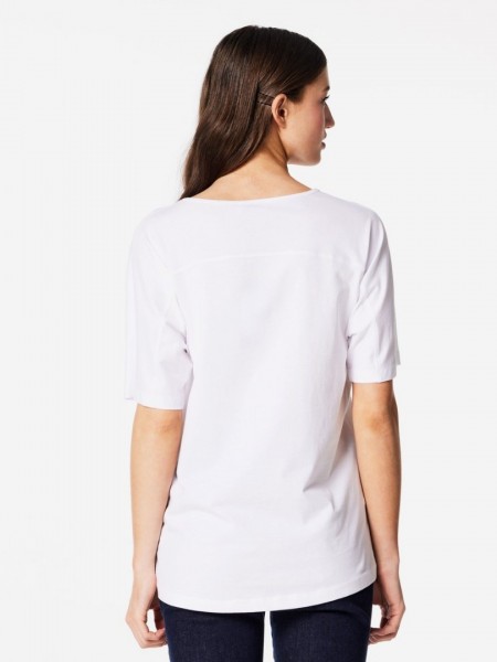 Λευκό κοντομάνικο oversized t-shirt με strass λεπτομέρεια στην τσέπη Forel