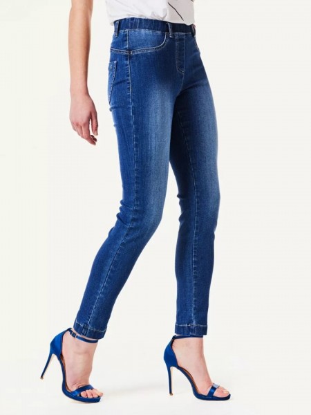 Blue jean ψηλόμεσο ελαστικό skinny jean με λάστιχο στη μέση Forel