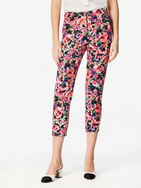 Floral printed φούξια ελαστικό καπρι παντελόνι με κλείσιμο με κουμπί και φερμουάρ Forel