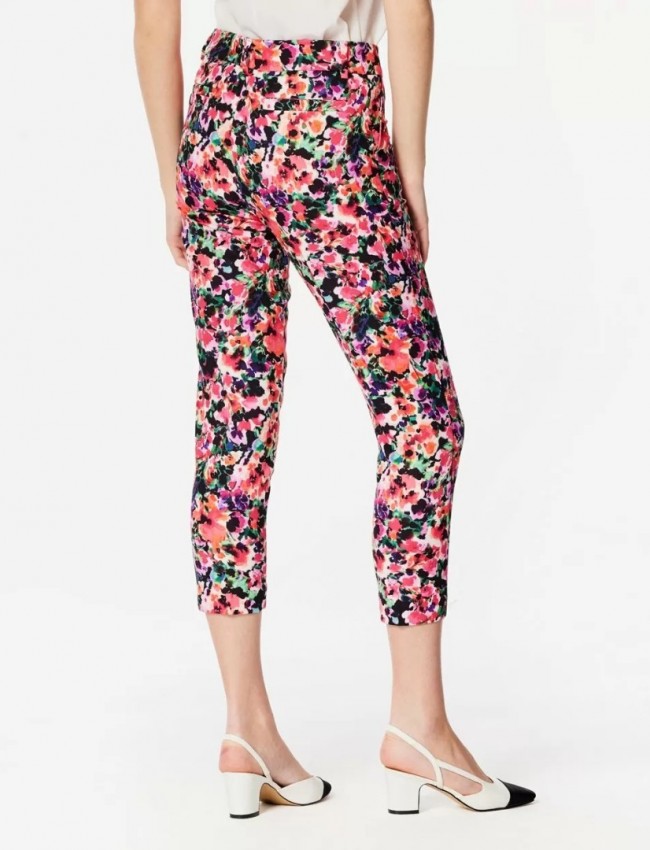 Floral printed φούξια ελαστικό καπρι παντελόνι με κλείσιμο με κουμπί και φερμουάρ Forel Floral printed φούξια ελαστικό καπρι παντελόνι με κλείσιμο με κουμπί και φερμουάρ Forel