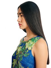 Floral printed μπλε ρουά cropped αμάνικη μπλούζα σε τετράγωνη γραμμή, ανοιχτή στρογγυλή λαιμόκοψη και κλείσιμο με χρυσό εξωτερικό φερμουάρ στην πλάτη Forel 
