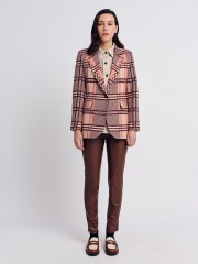 Ταμπά faux-leather παντελόνι αστραγάλου σε ίσια γραμμή, ψεύτικες πλαϊνές τσέπες και κλείσιμο μ κρυφό φερμουάρ και κουμπί μπροστά Forel 