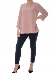  Nude oversized μπλούζα με 3/4 μανίκι και χρυσά κουμπιά στο πίσω μέρος Forel 